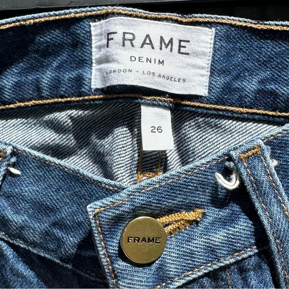 Frame Blue Denim Skirt with Frayed Hem - Picture 2 of 3